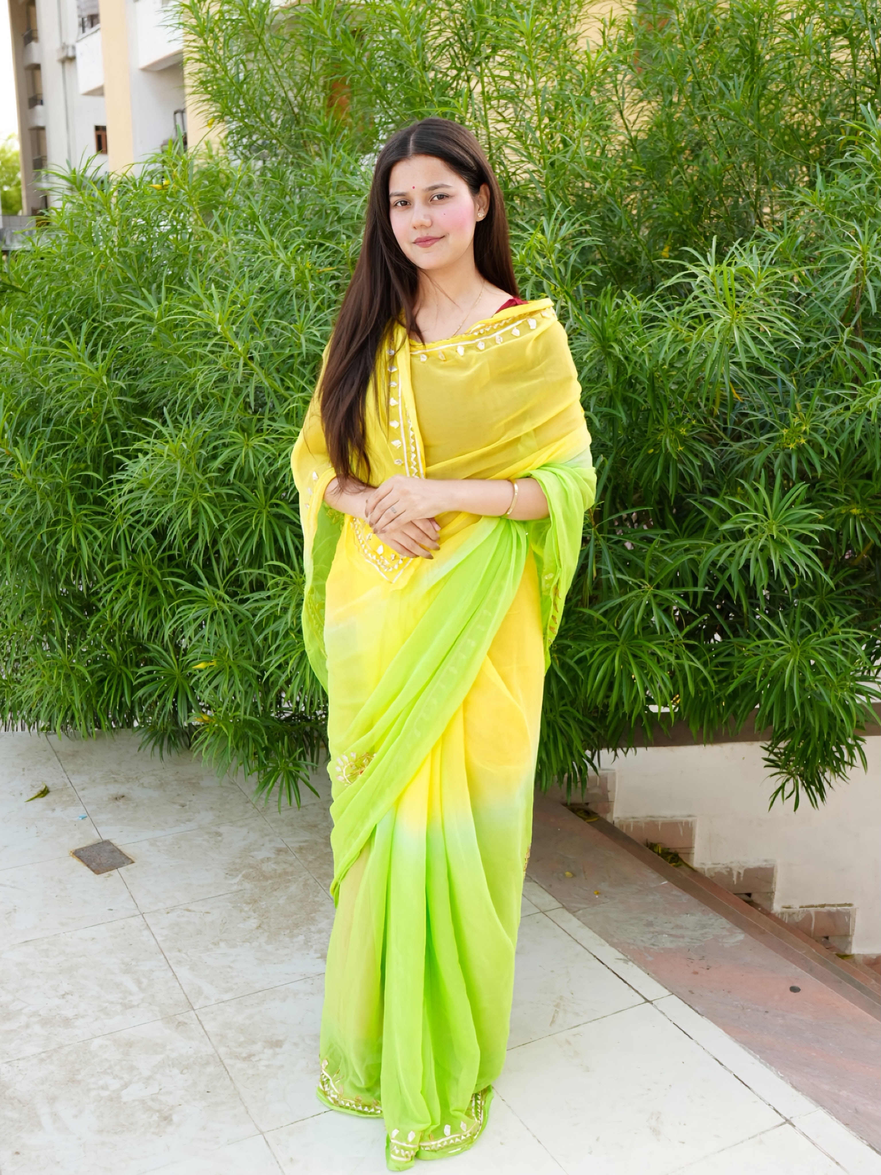 Pure Chiffon Multicolour Darbari Saree With Blouse