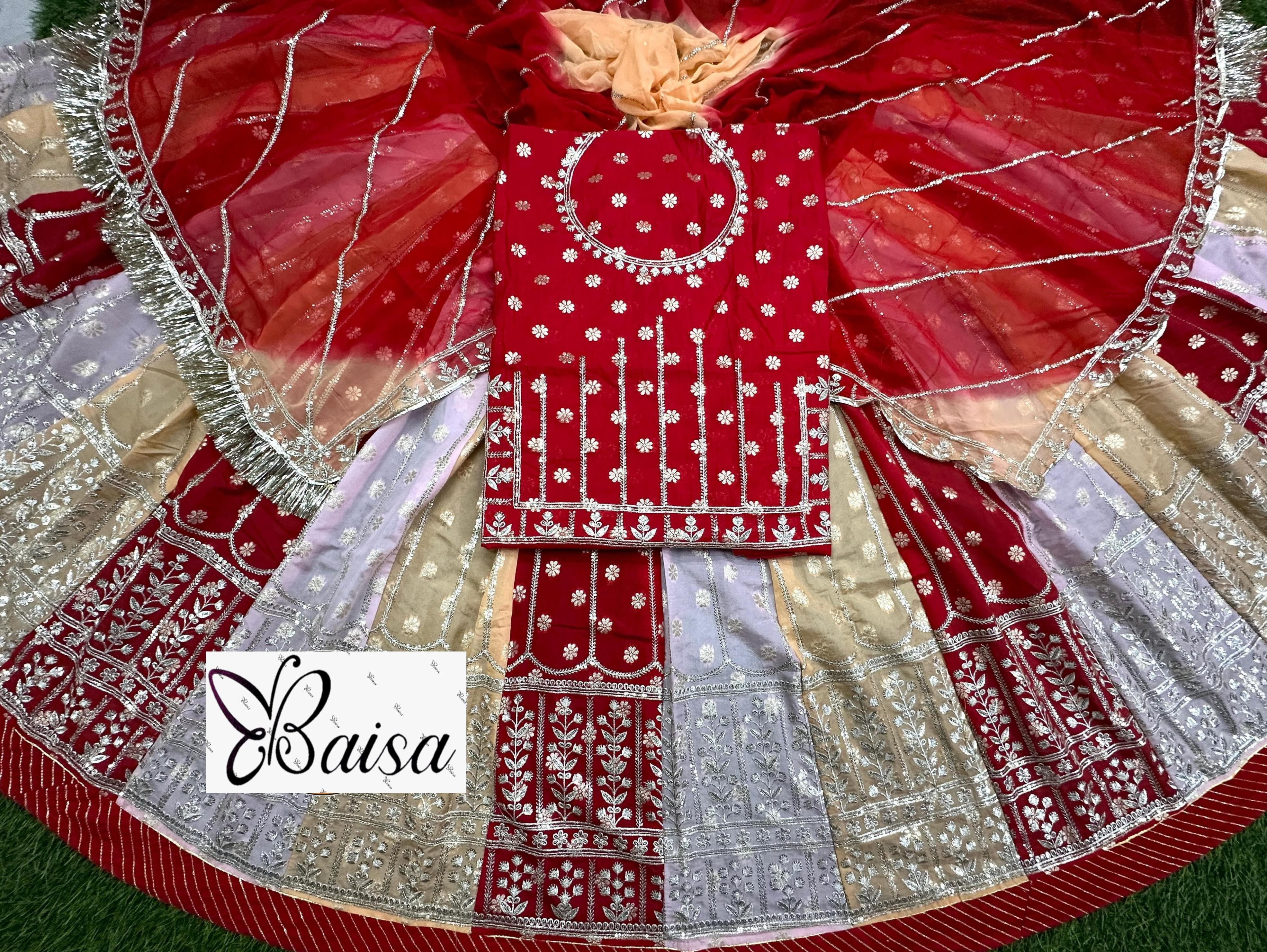 New Wedding Multicolour Rajputi Collection 18 Kali Rajasthani  Poshak
