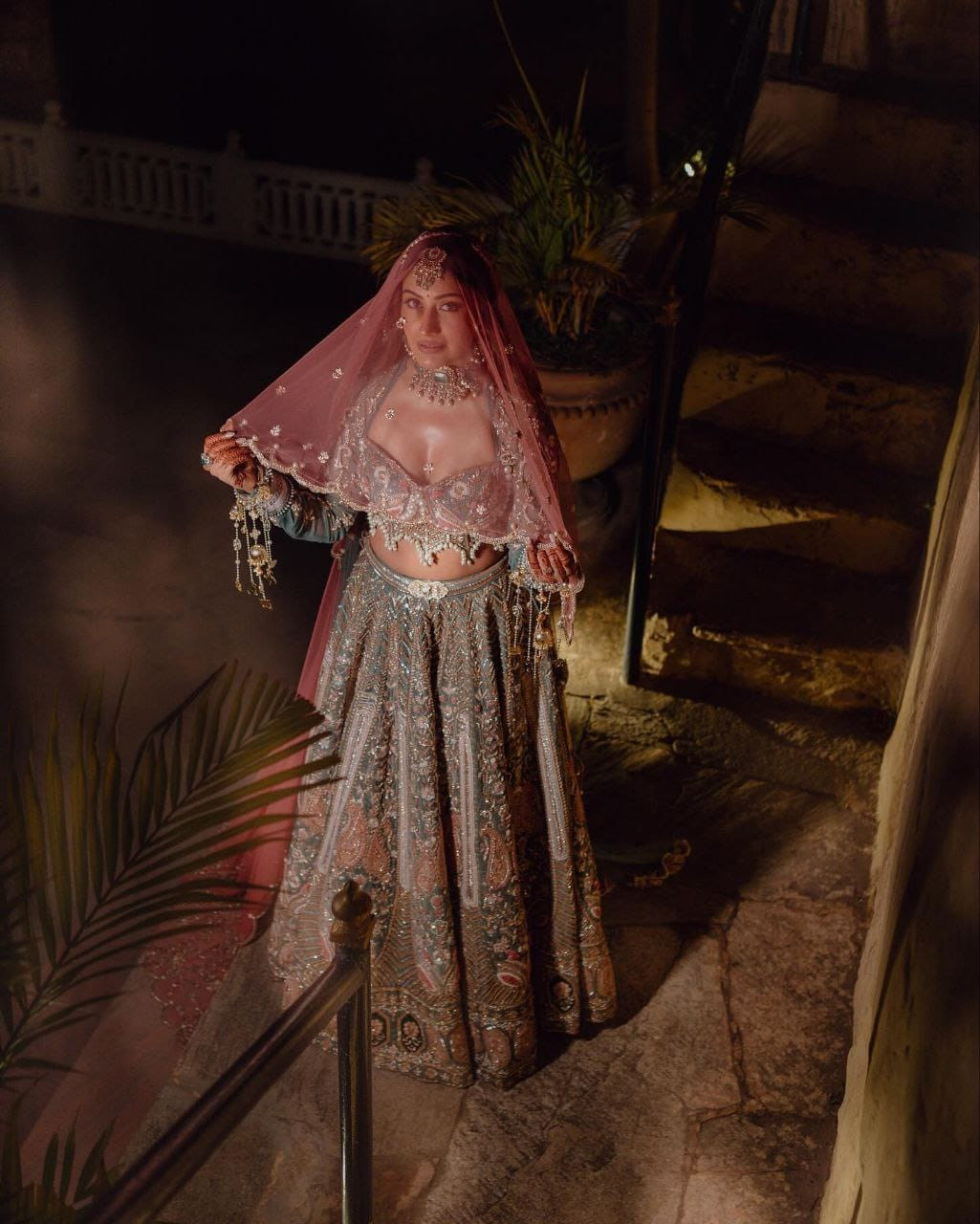 Premium Kasturi Silk Embroidered Lehenga Choli with Heavy Hand Pearl Work & Net Dupatta