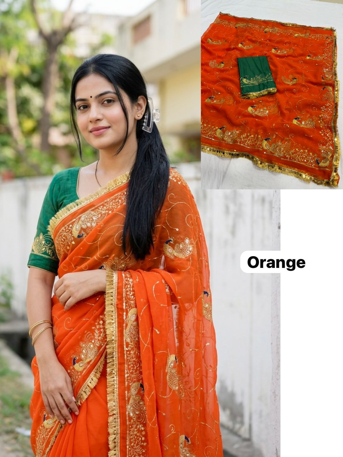 Premium Pecock Royal Georgette Darbari Saree
