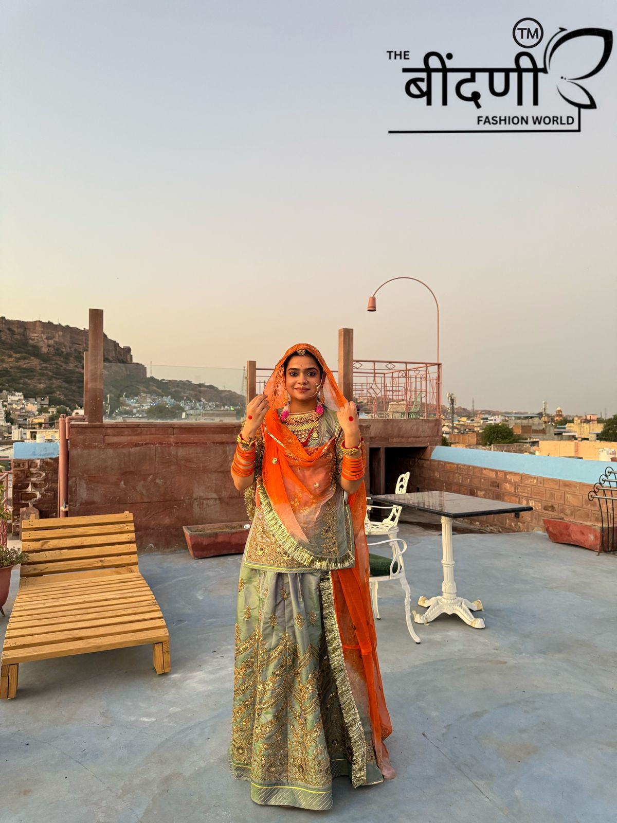 Designer Tissue Fabric Rajputi Poshak