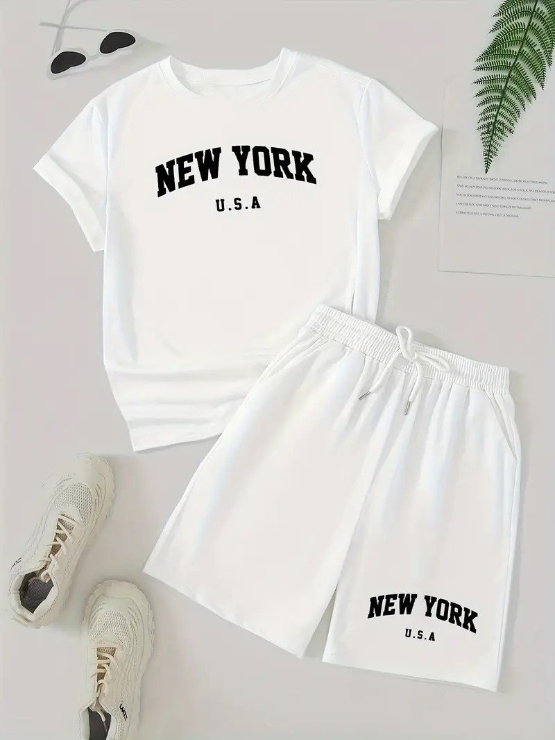 New Work Short Tshirt Set