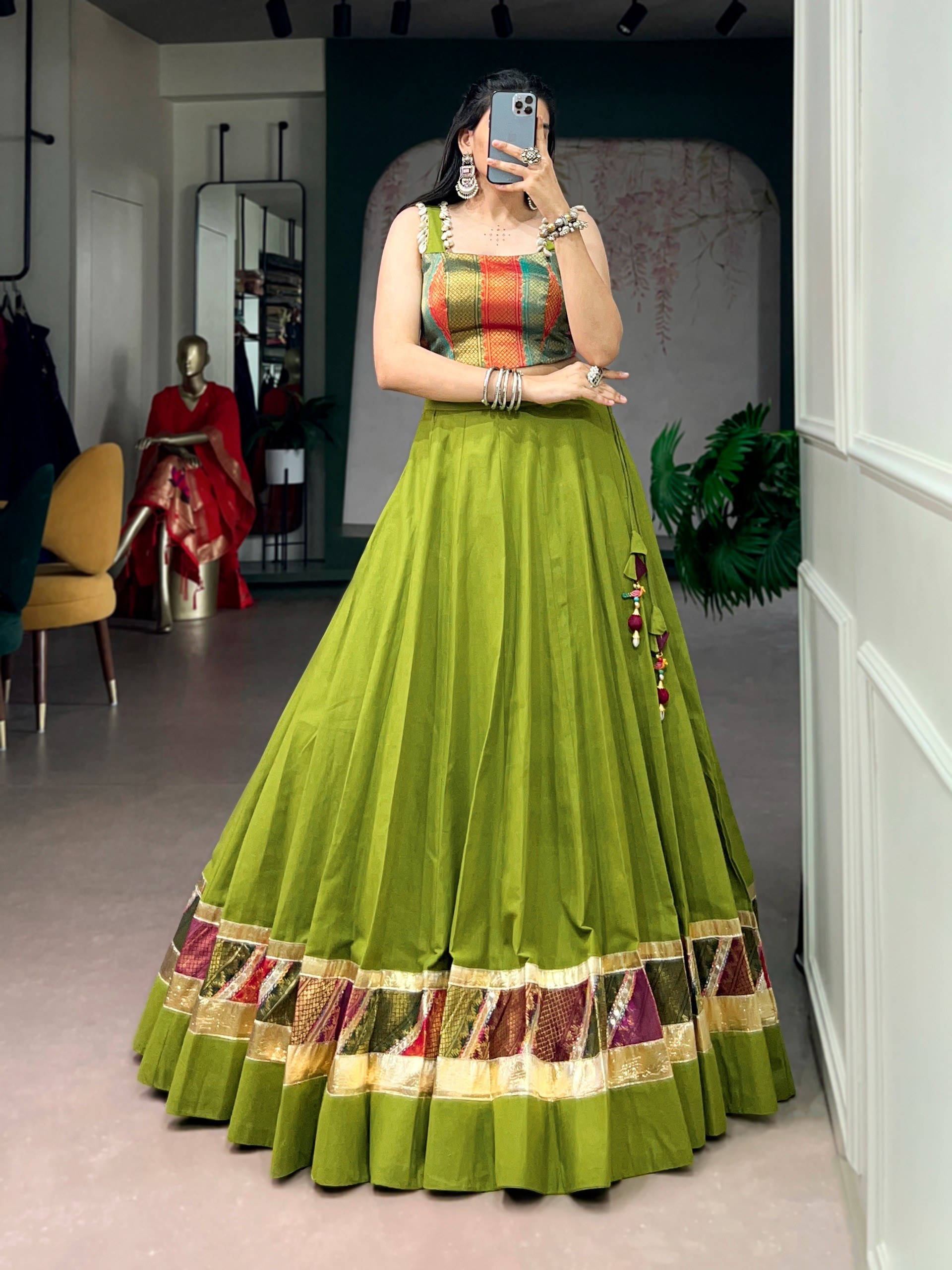 Navratri Raas Zari Lehenga: Vibrant Traditional Indian Skirt for Garba & Festivals