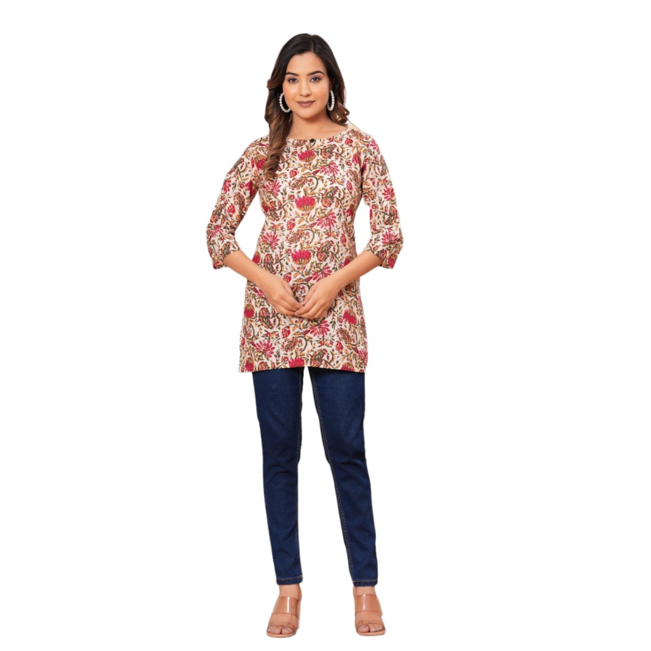 VILLAGERS TREND COTTON PRINTED SHORT KURTI