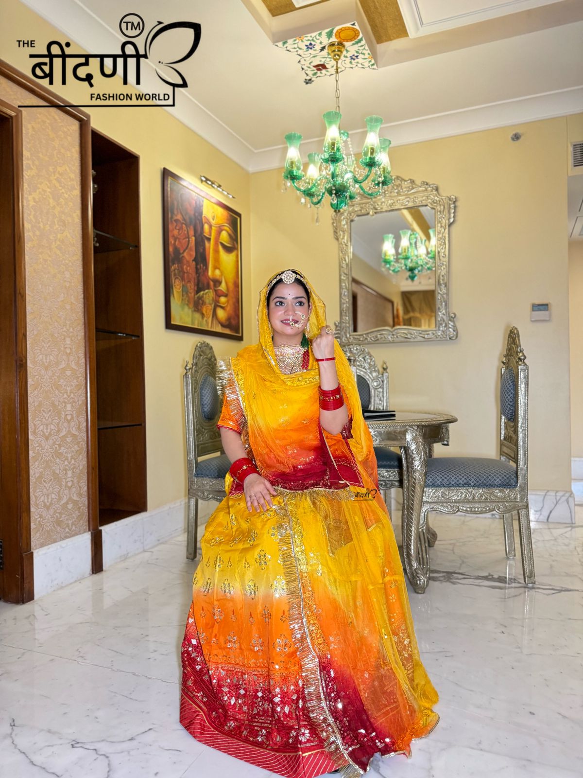 Sunset Glow Yellow Upada Poshak with a Hint of Orange