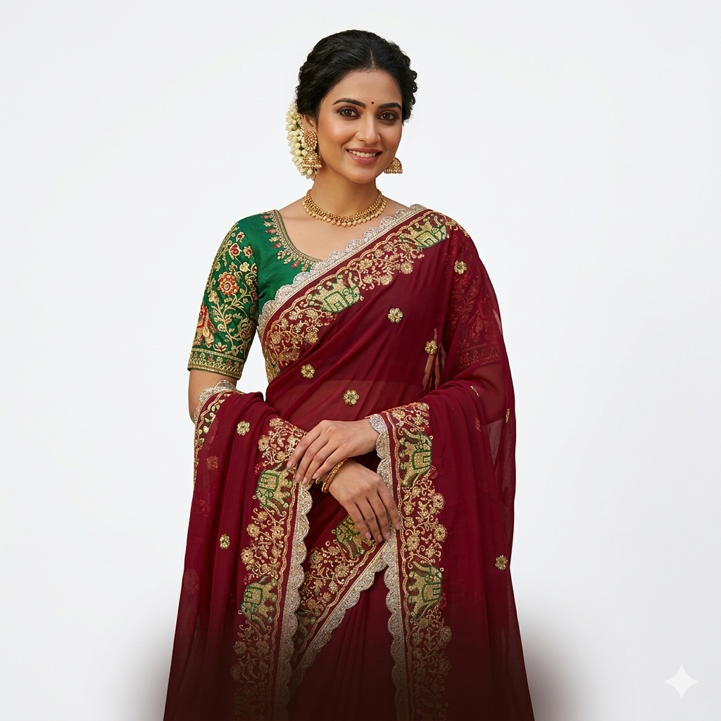 Premium Royal Georgette Darbari Saree with Kasab Work – Elegant Party Wear Saree