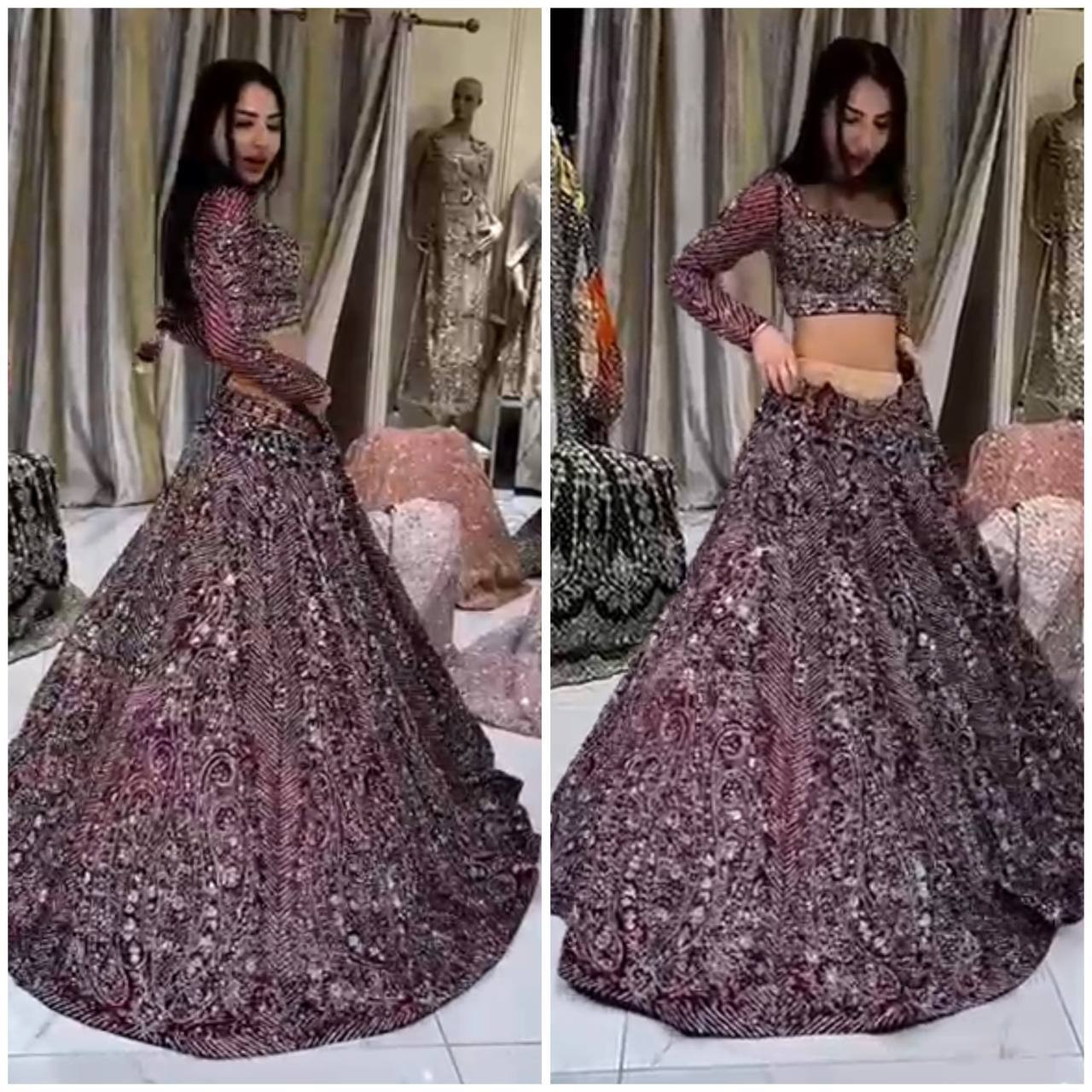 Glamour Unleashed: 3.5 Meter Flare Fox Georgette Lehenga with Sequins Embroidery, Cancan & Canvas Patta