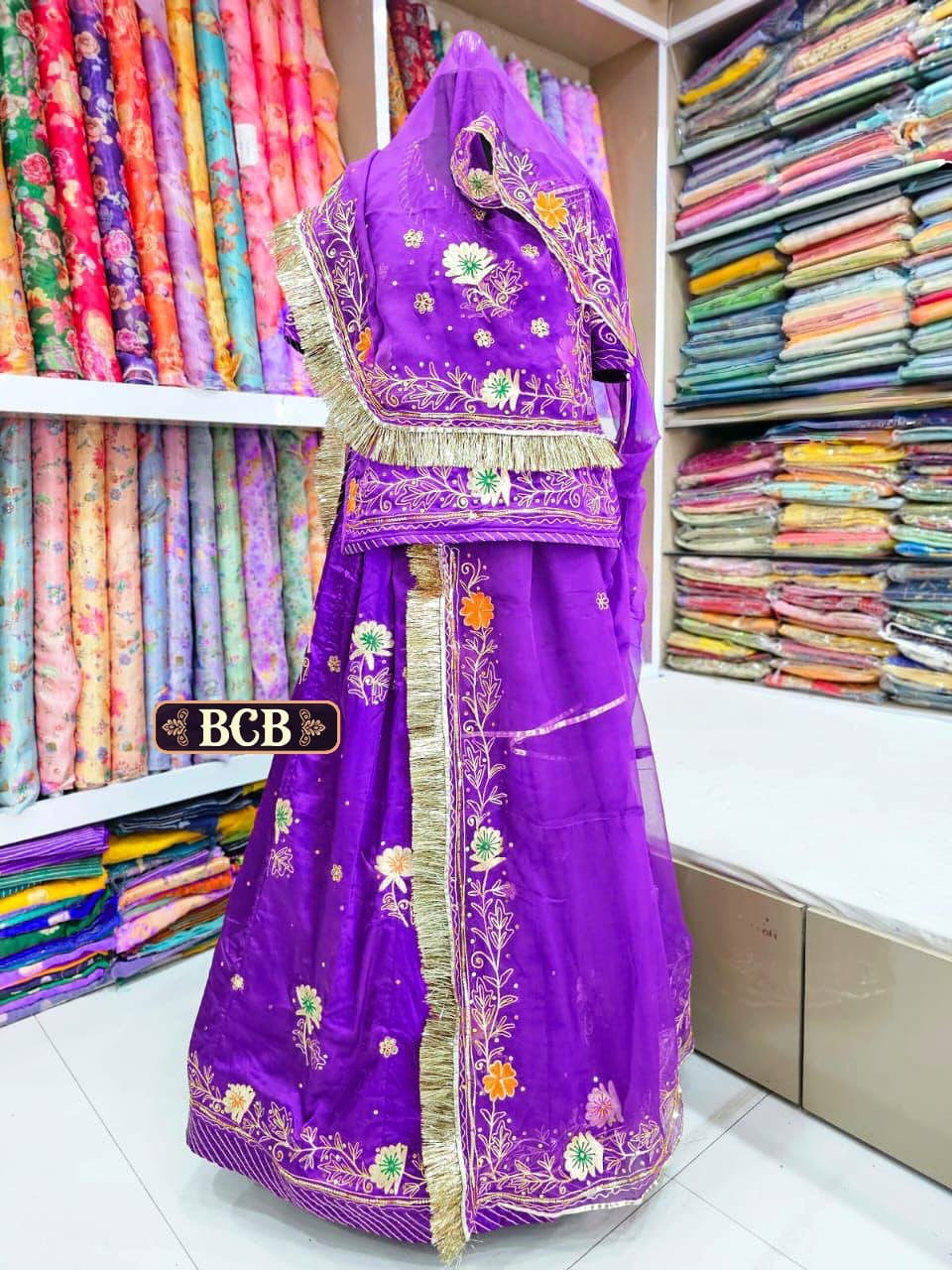 Satin Suit Rajputi Poshak in Royal Colour With Humrahi Odhna