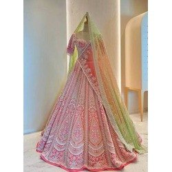 Dual Dupatta Embroidered Sequins Faux Georgette Lehenga – 4 Meter Flared, With Can-Can & Canvas Layers | Premium Semi-Stitched Set