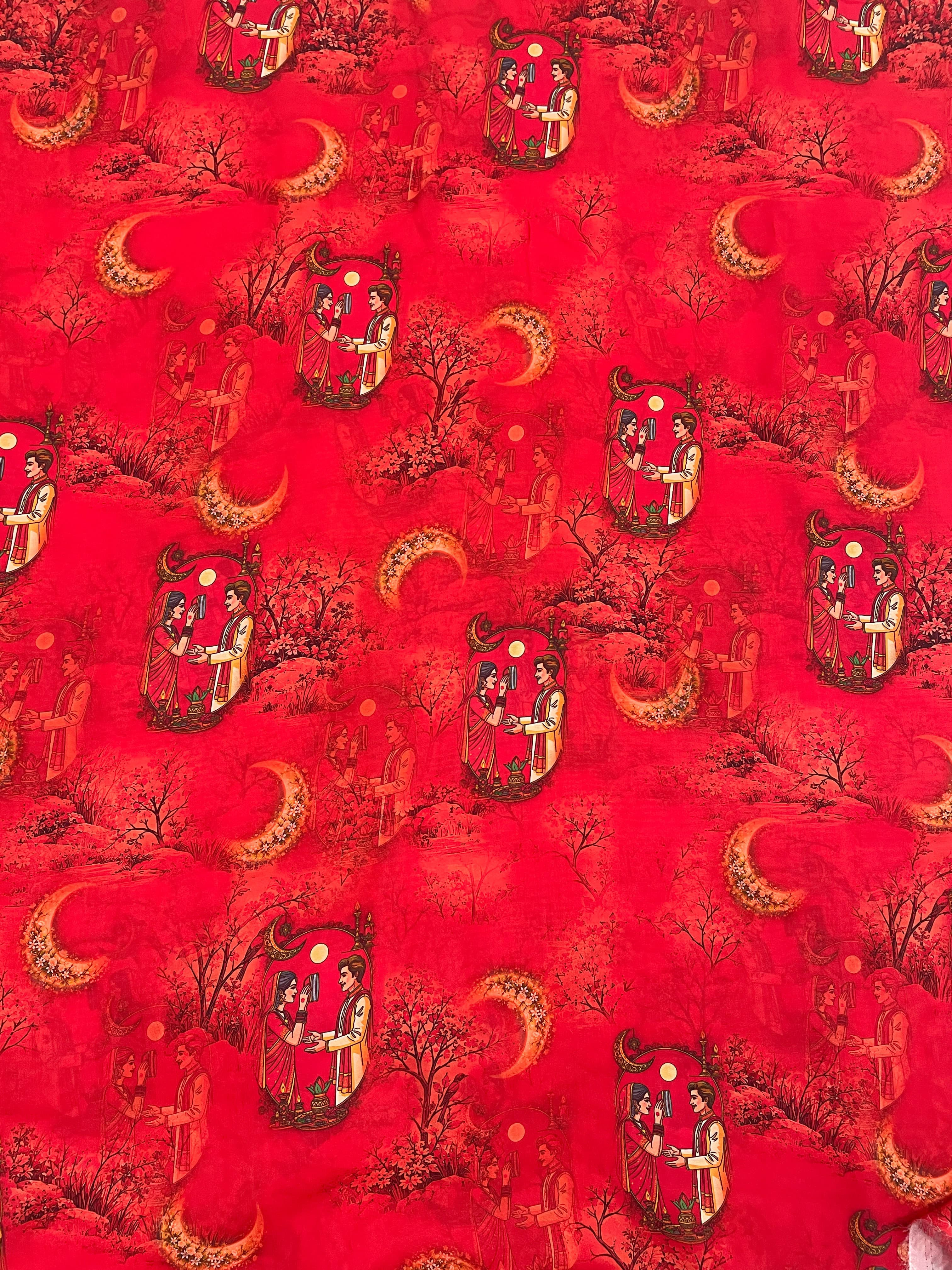 Karwa Chauth Special High Multy Georgette Digital Print Fabric | Premium Ethnic Wear Material