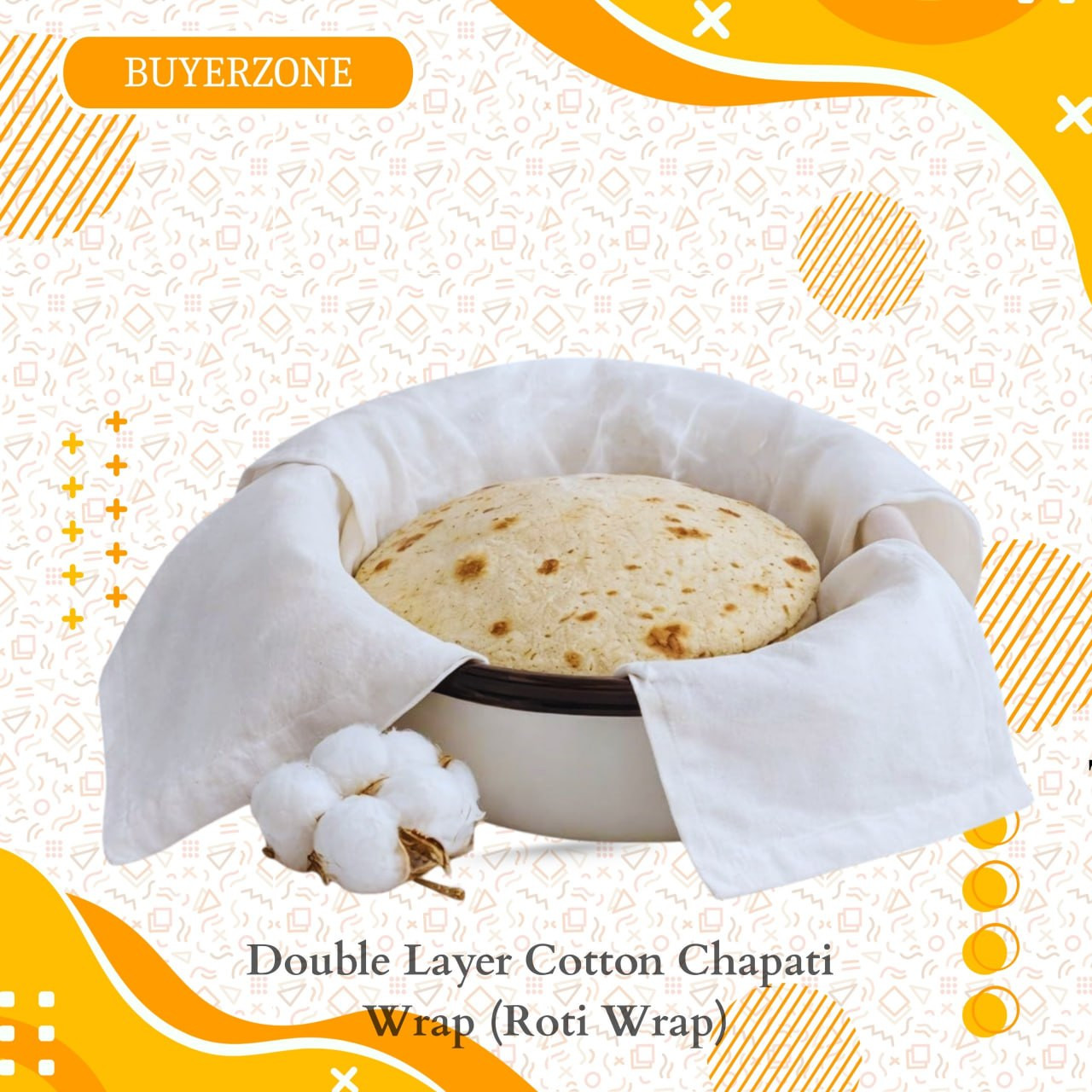 Double Layer Cotton Chapati Wrap | Roti Holder & Carrier | Keeps Fresh & Warm