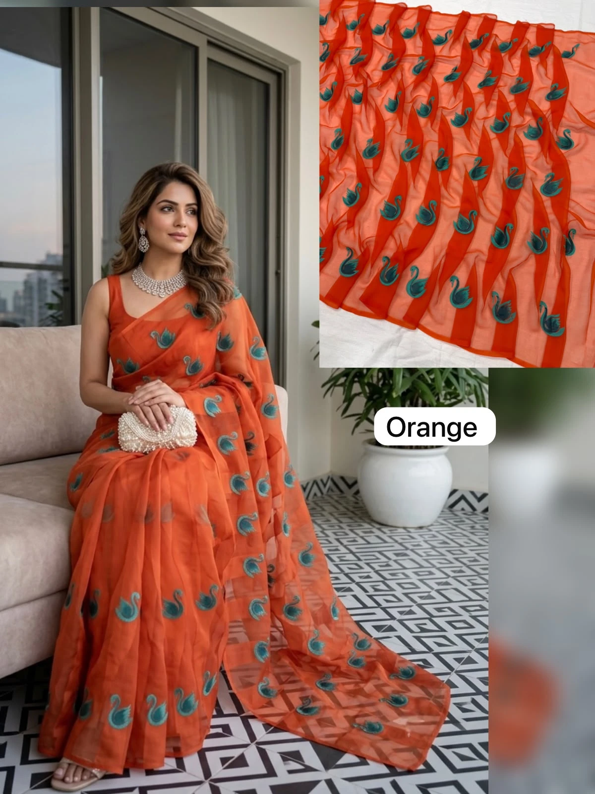 Premium Royal Georgette Hand Print Saree | Elegant Ethnic Wear | Lightweight Traditional Saree