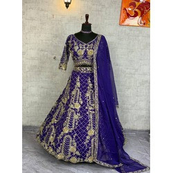 Premium 4 Meter Flared Tubby Silk Lehenga with Sequins Coding Work | Semi-Stitched Lehenga with Can-Can & Canvas Layer