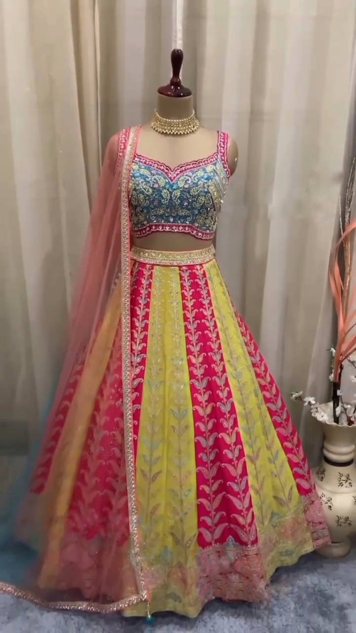 3.5 Meter Flared Fox Georgette Lehenga with Sequins Embroidery
