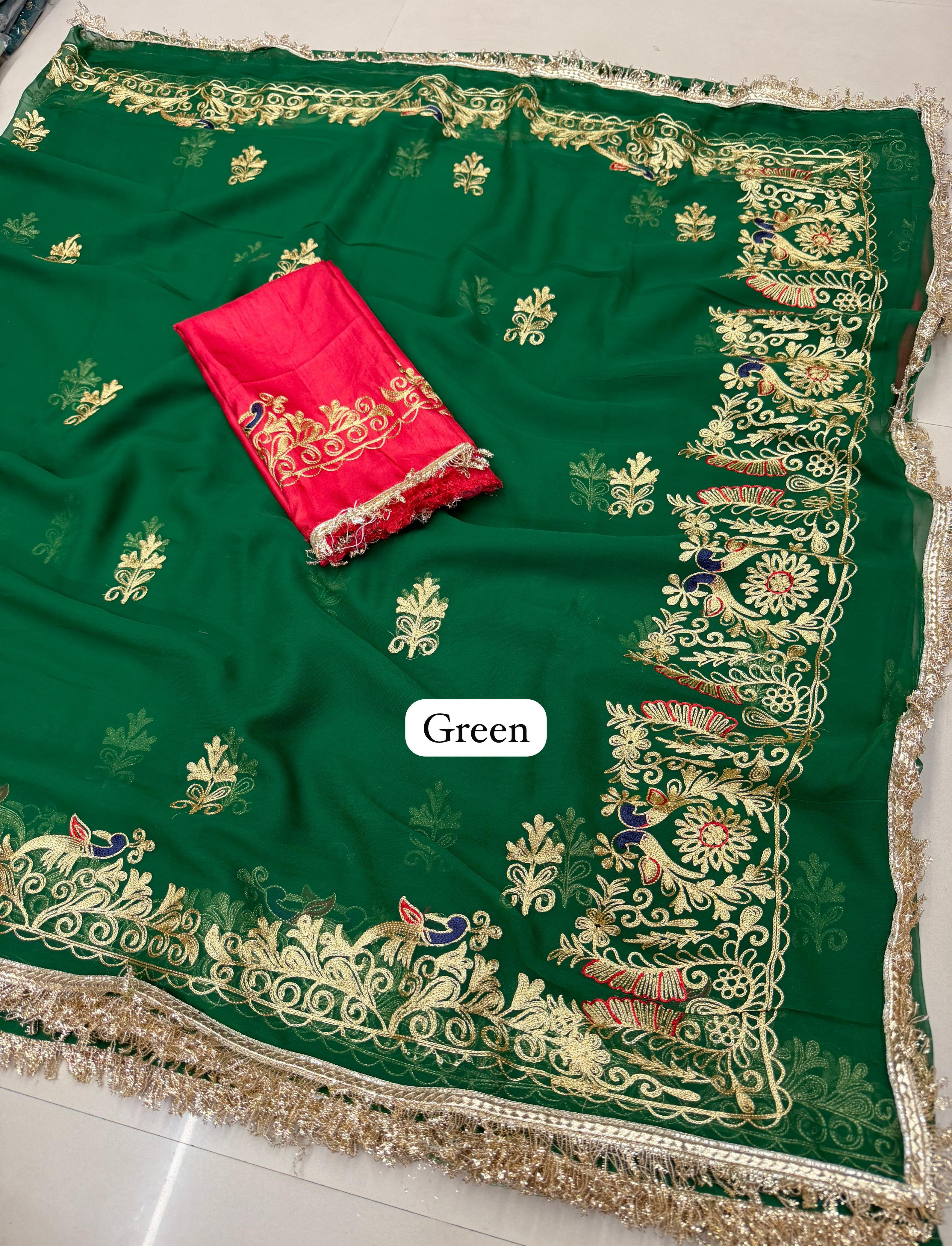 Premium Royal Georgette Saree with Hand Kasab Work | Elegant Party & Festive Wear