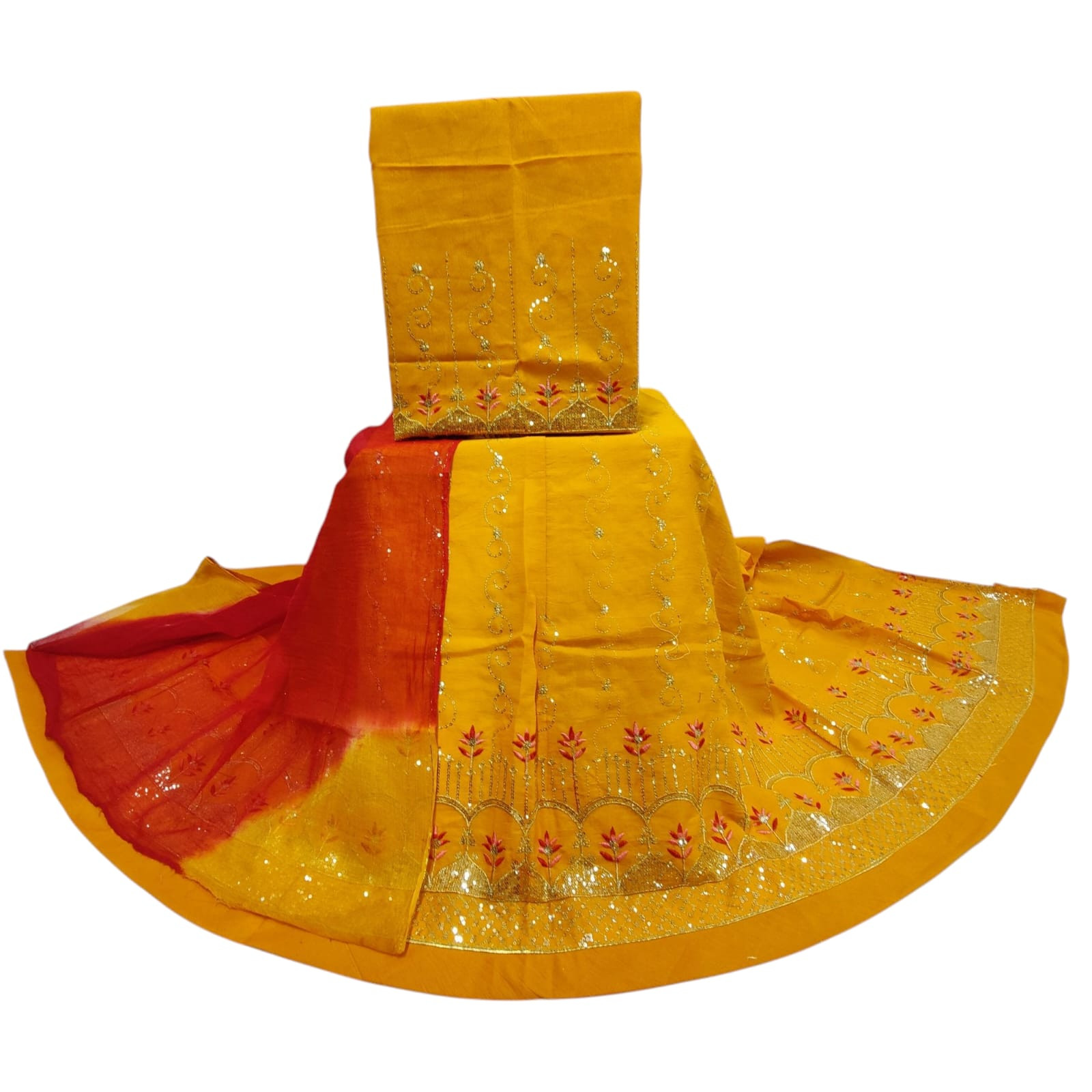 Parampara Boutique Cotton Suit with Fancy Gota Patti Work