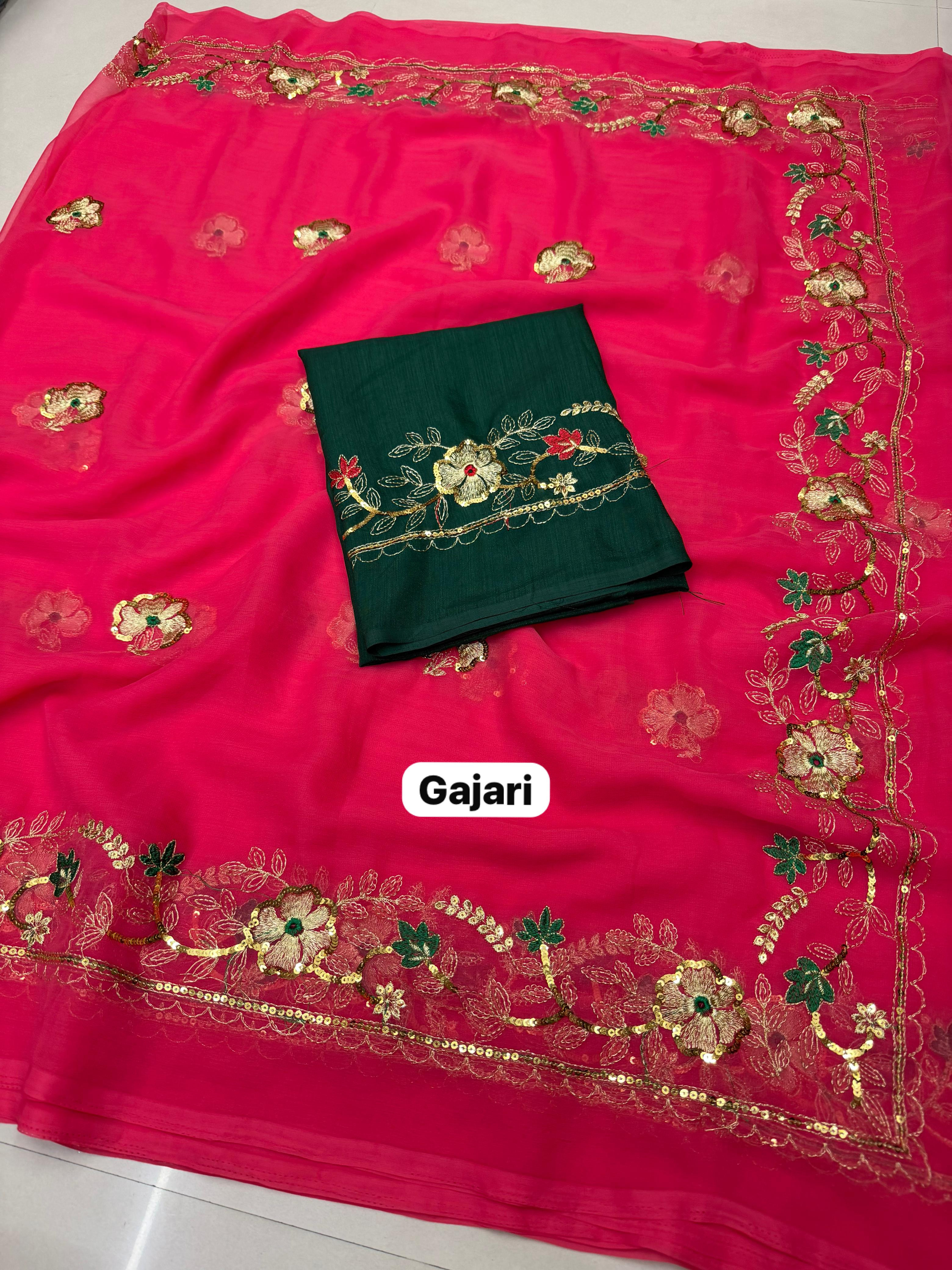 Royal Georgette Saree with Elegant Sequin Line Work (Blouse Included)