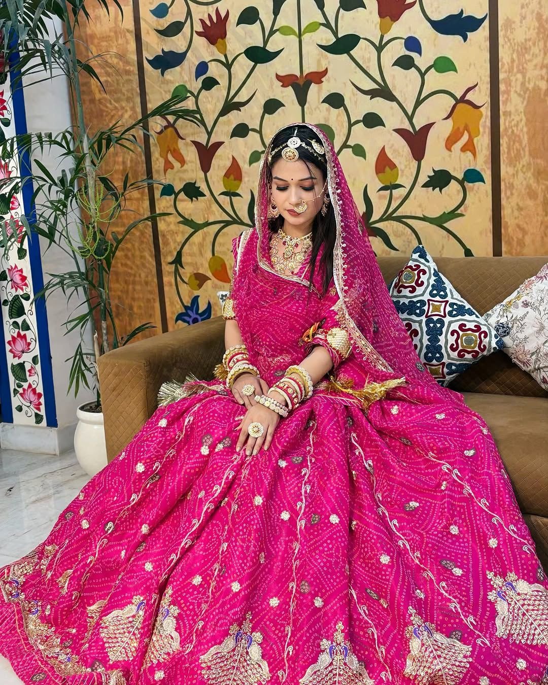 Heavy Designer Rajputi Poshak with 5 Meter Gher | Premium Georgette Bandej Odhni