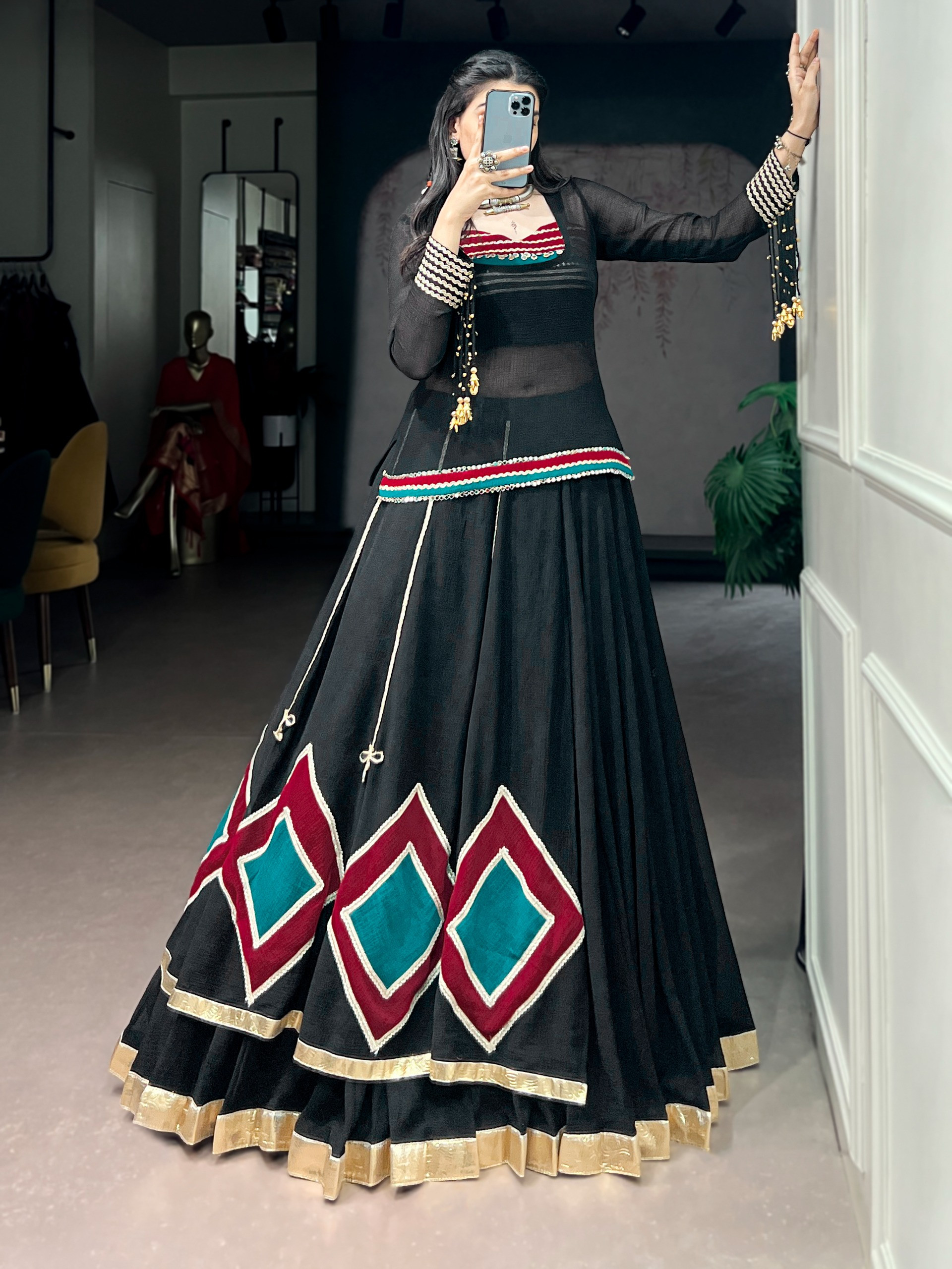 Black Chaniya Choli for Women - Authentic Garba Outfit