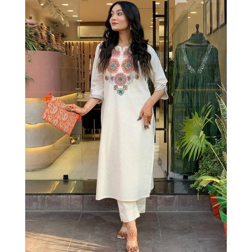 "Effortless Elegance: Flex Cotton Kurta & Pant Set for Work and Play"