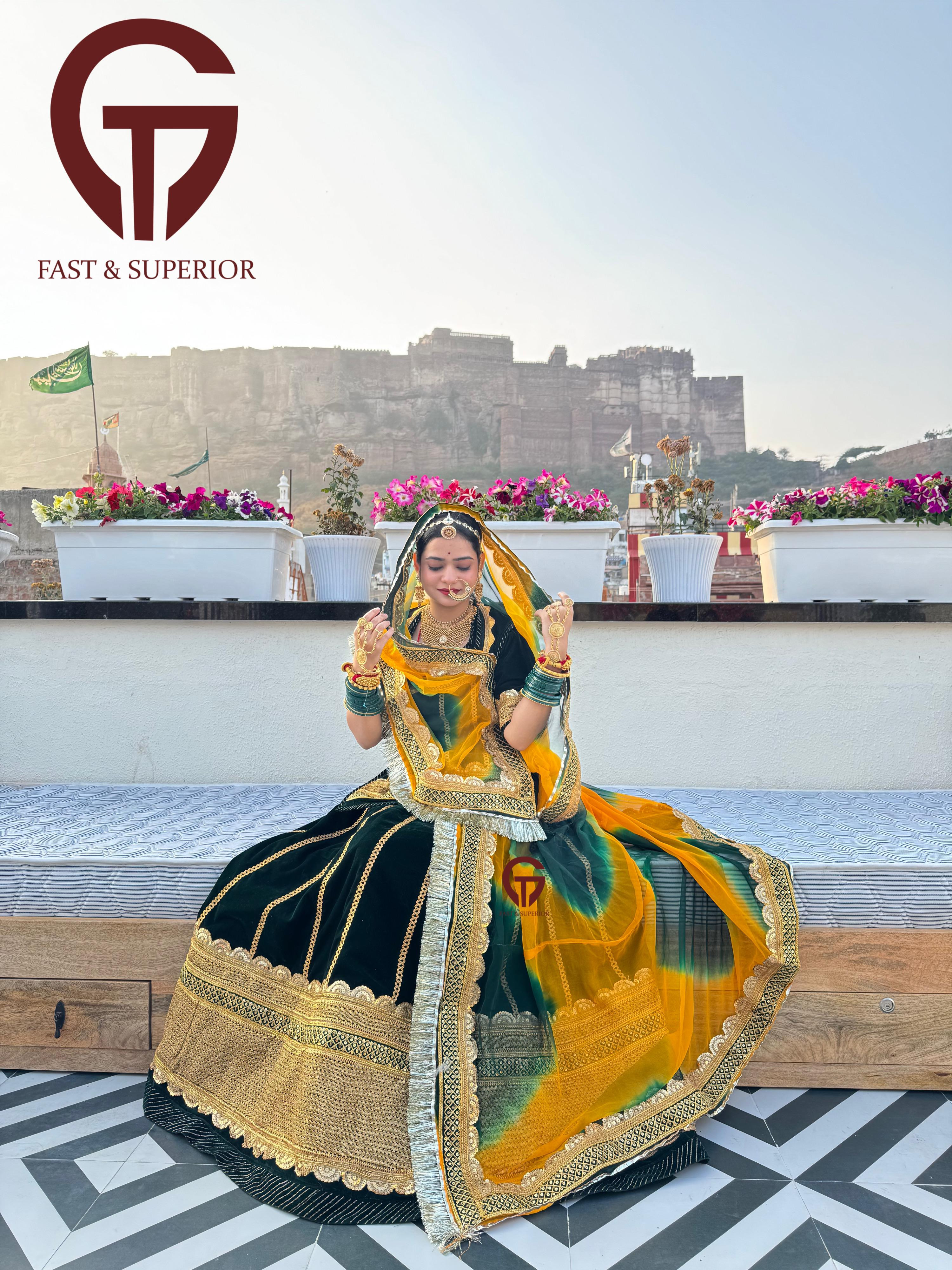 Full heavy ghear velvet poshak for women