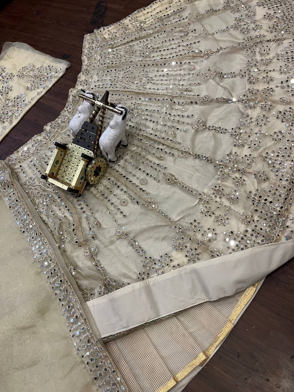 Sequins Thread Lehenga with Real Mirror Work