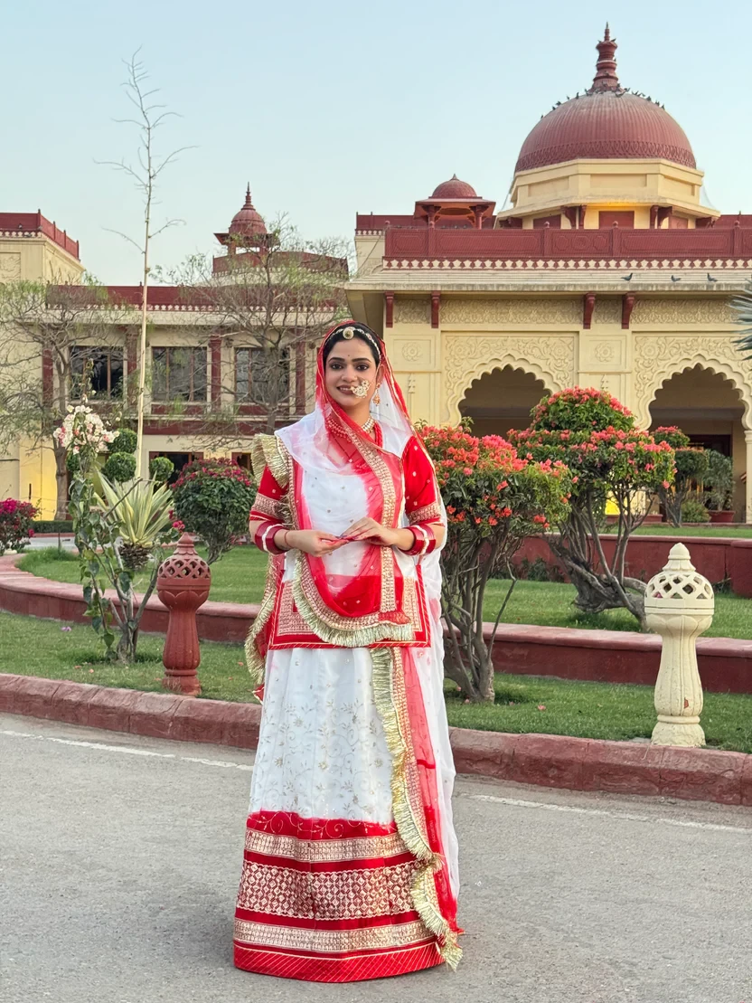 Rajwadi Fagunia Organza Rajasthanii Poshak