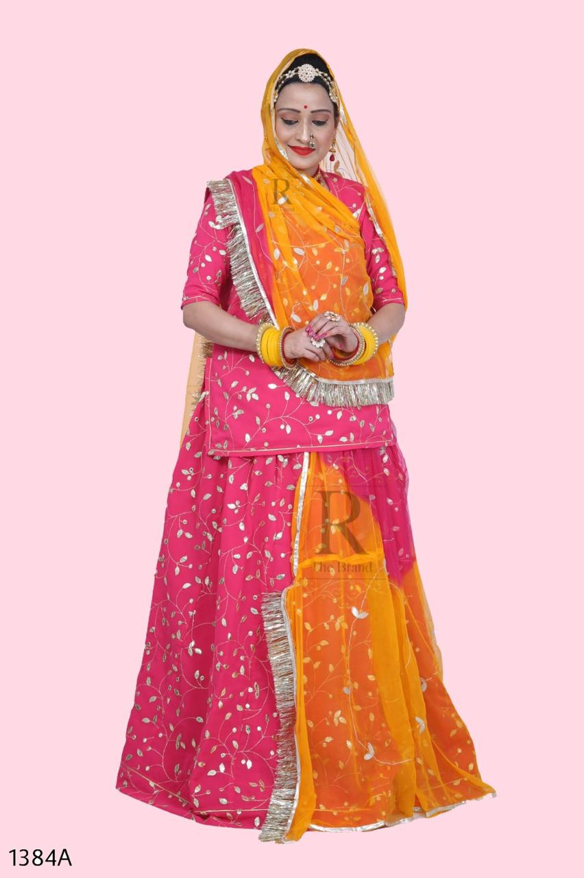 Premium Rajputi Poshak – Crepe Fabric with Pure Hamrahi Odhna & Traditional Gota Patti Work
