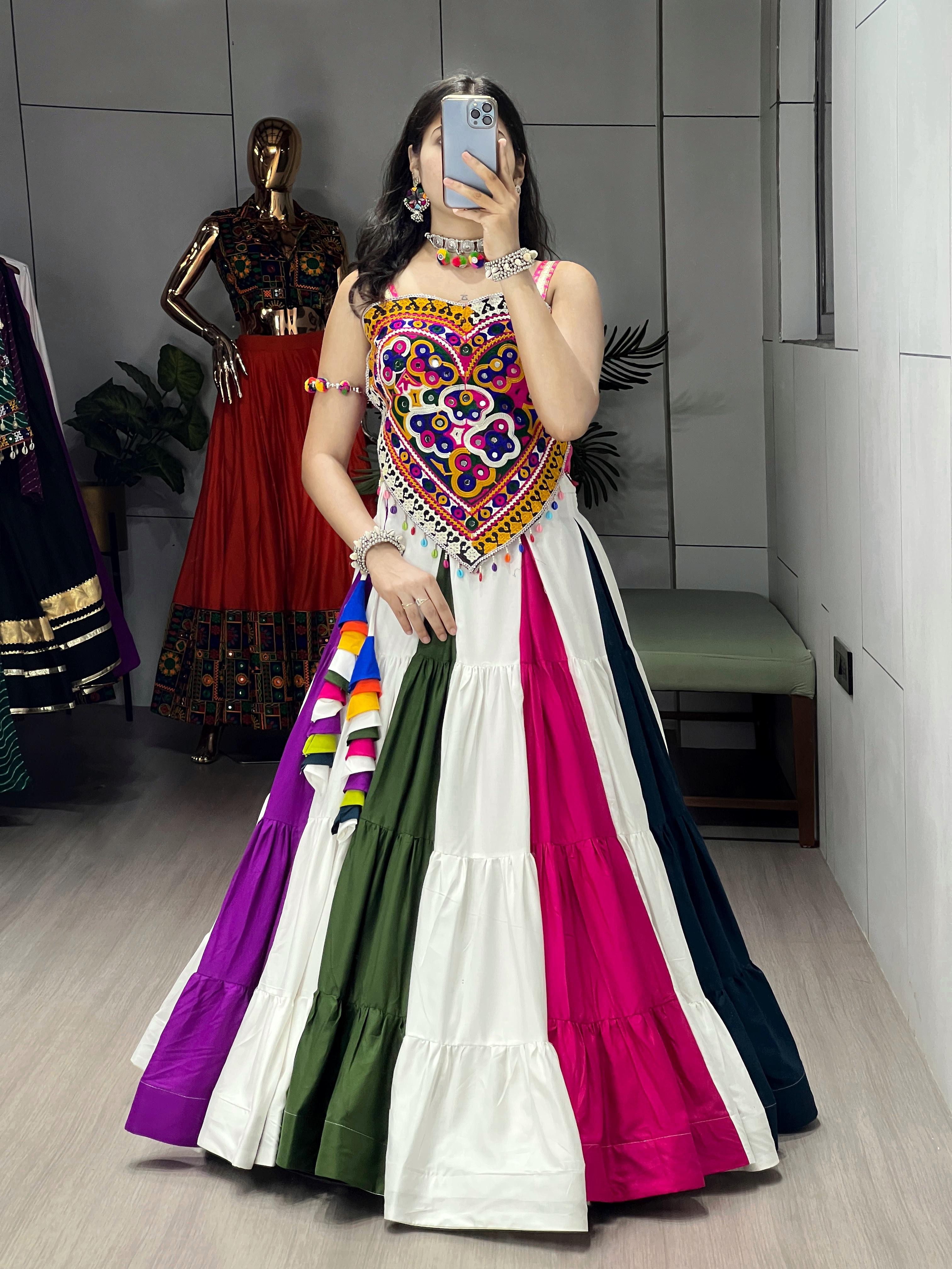Women's Gujarati Chaniya Choli Lehenga Set with Pan Blouse - Traditional Ethnic Wear