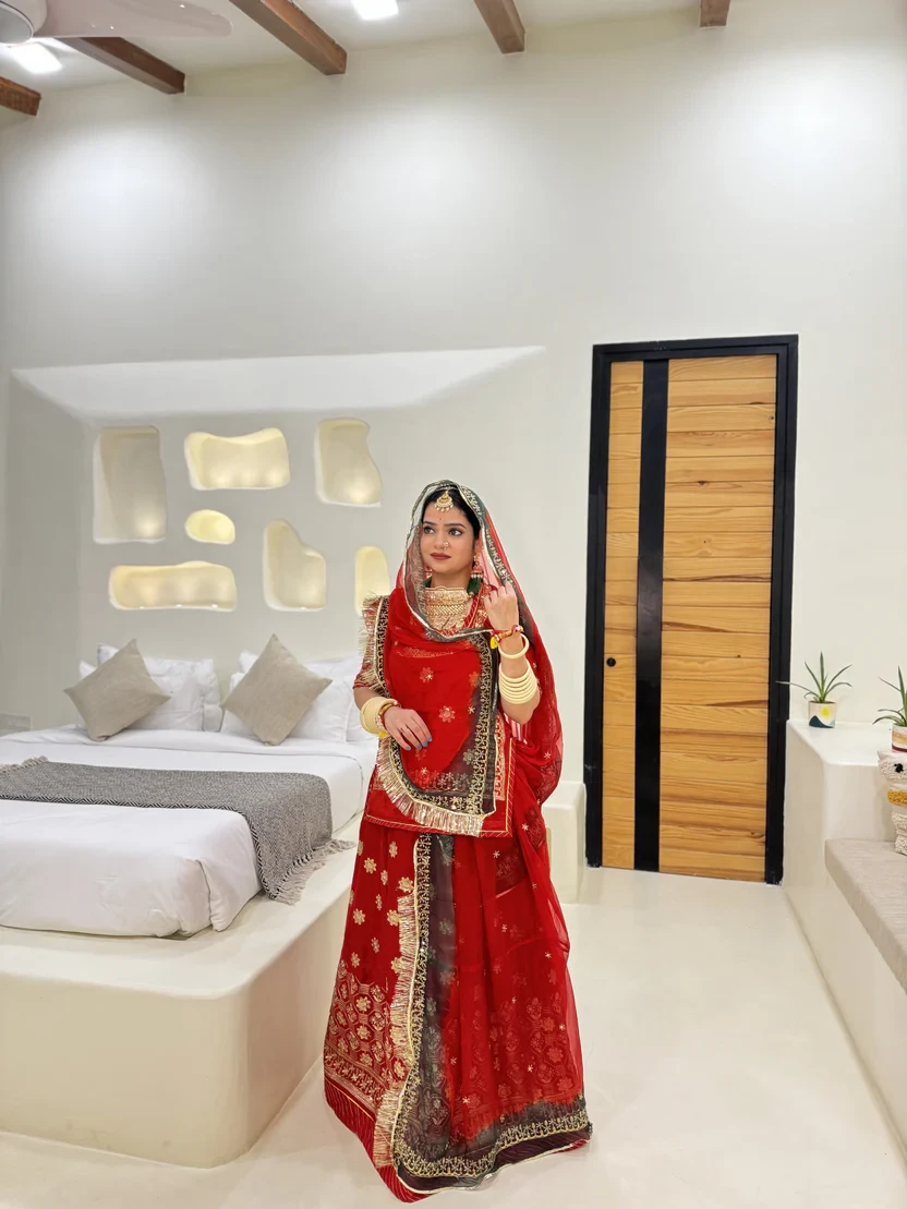 Semi Velvet Humrahi With Sequence And Zari Work Red Colour