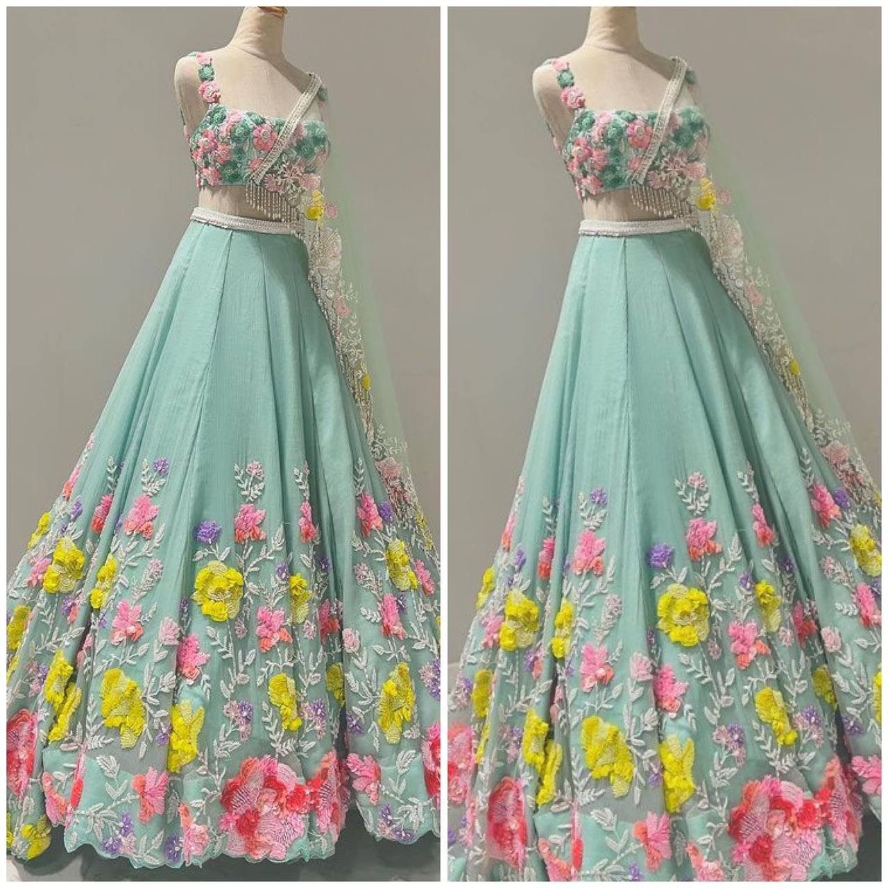 4-Meter Flared Faux Georgette Lehenga with Sequins Embroidery, Can-Can & Canvas Layers | Semi-Stitched Glamorous Ethnic Wear