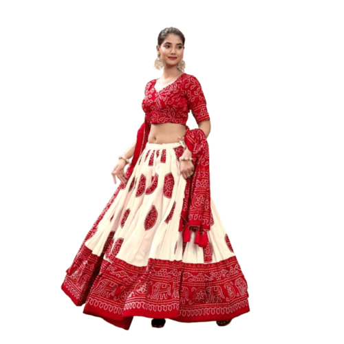 Bandhej print lehenga set for women