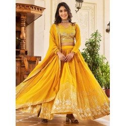 New Special Women’s Embellished Semi-Stitched Georgette Lehenga Choli with Embroidered Dupatta
