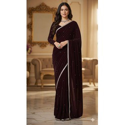 Velvet-9000 Luxury Saree with Revert Machine Pearl Work | Premium Glamour & Comfort