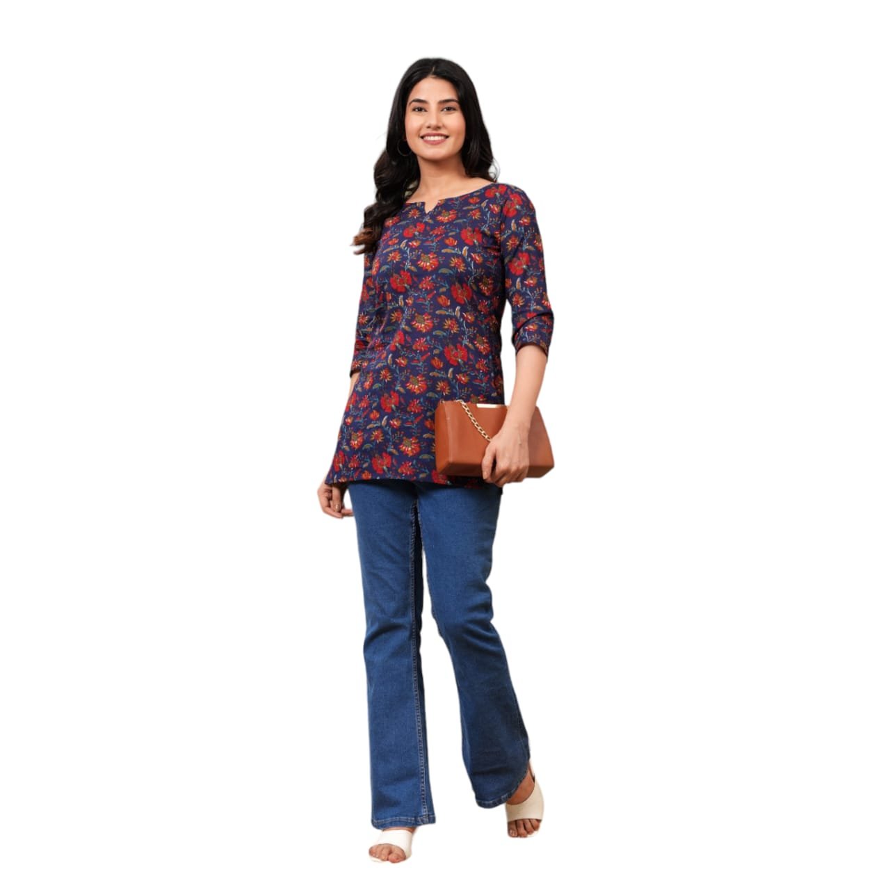 Red blue Short Kurti For Women and Girls