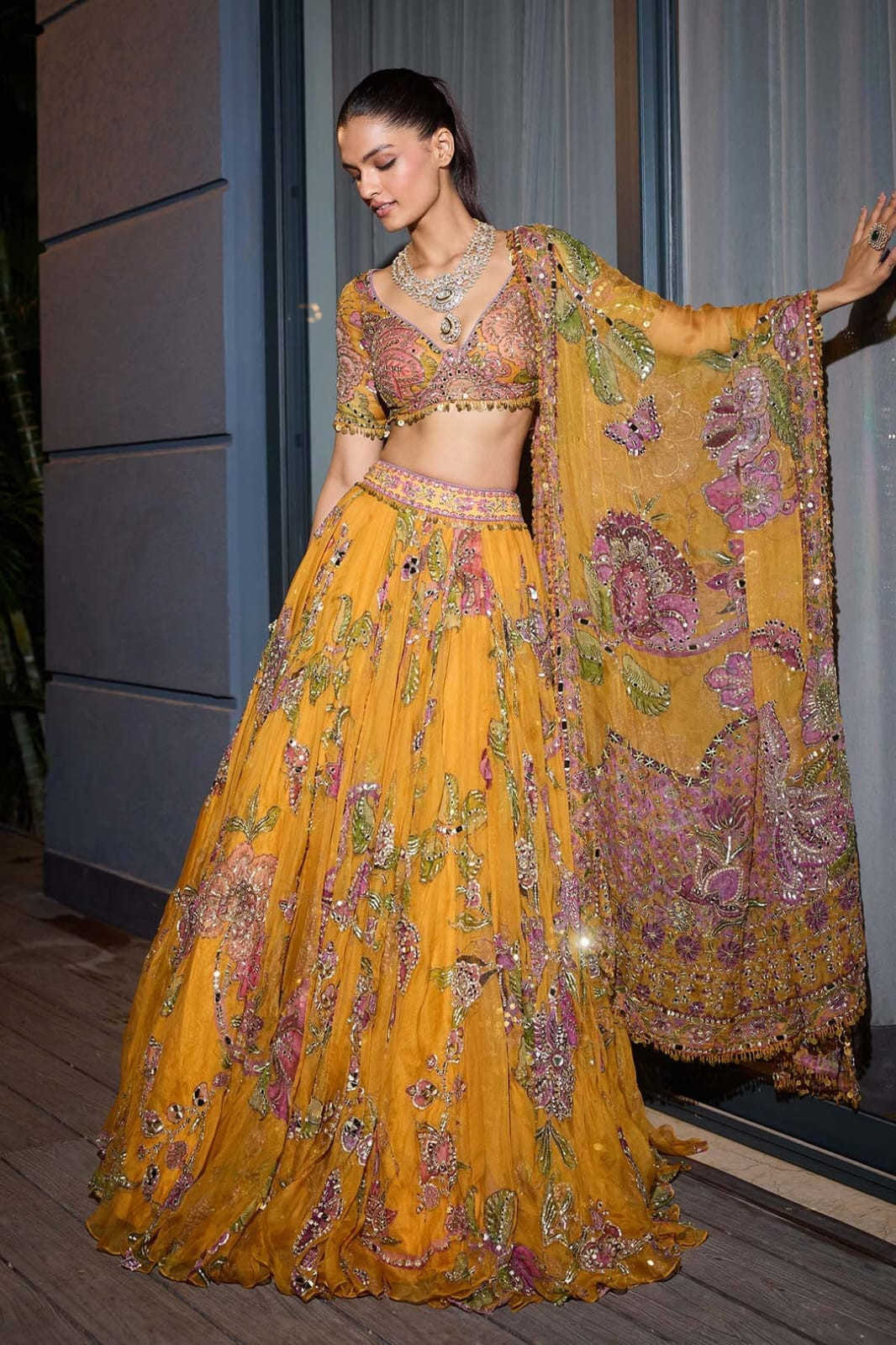 Premium Taby Silk Lehenga Choli Set with Real Mirror & Sequins Work