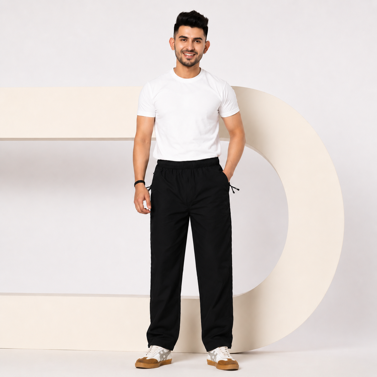 Men's Solid Black Relaxed Fit Track Pants | Comfortable & Stylish Lower