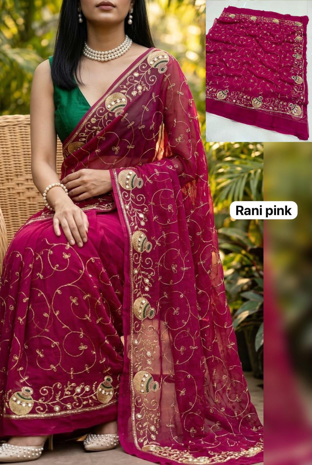 Premium Rajputi Saree in Georgette with Elegant Sequin Work | Without Blouse