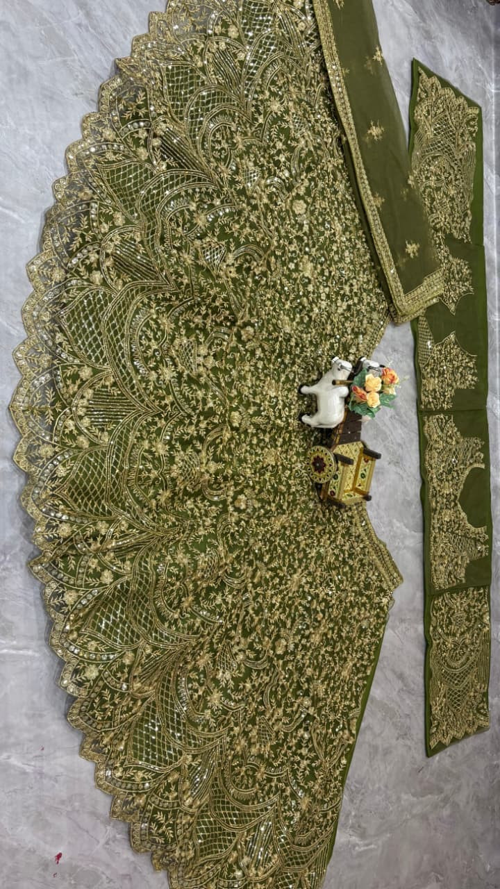 Elegant 4 Meter Flared Butterfly Net Lehenga with Sequins Embroidery | Premium Cancan & Canvas Layer | Semi-Stitched Designer Lehenga Set