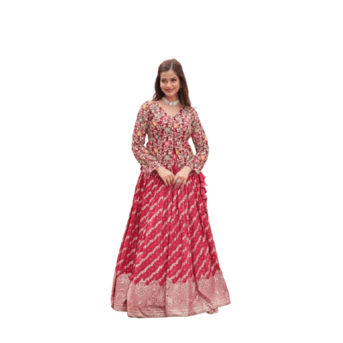 Full sleeves printed lehenga set for women