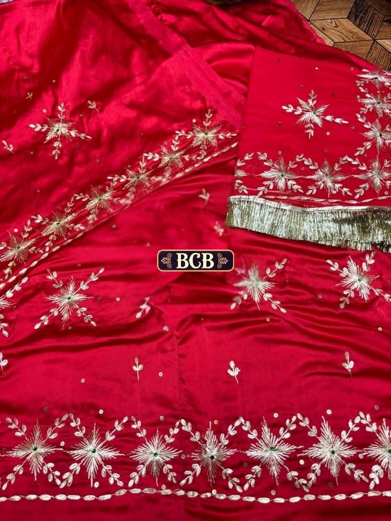 Satin Rajputi Poshak with Humrahi Pure Odhna | Kiran Gota | Resham & Zari Work