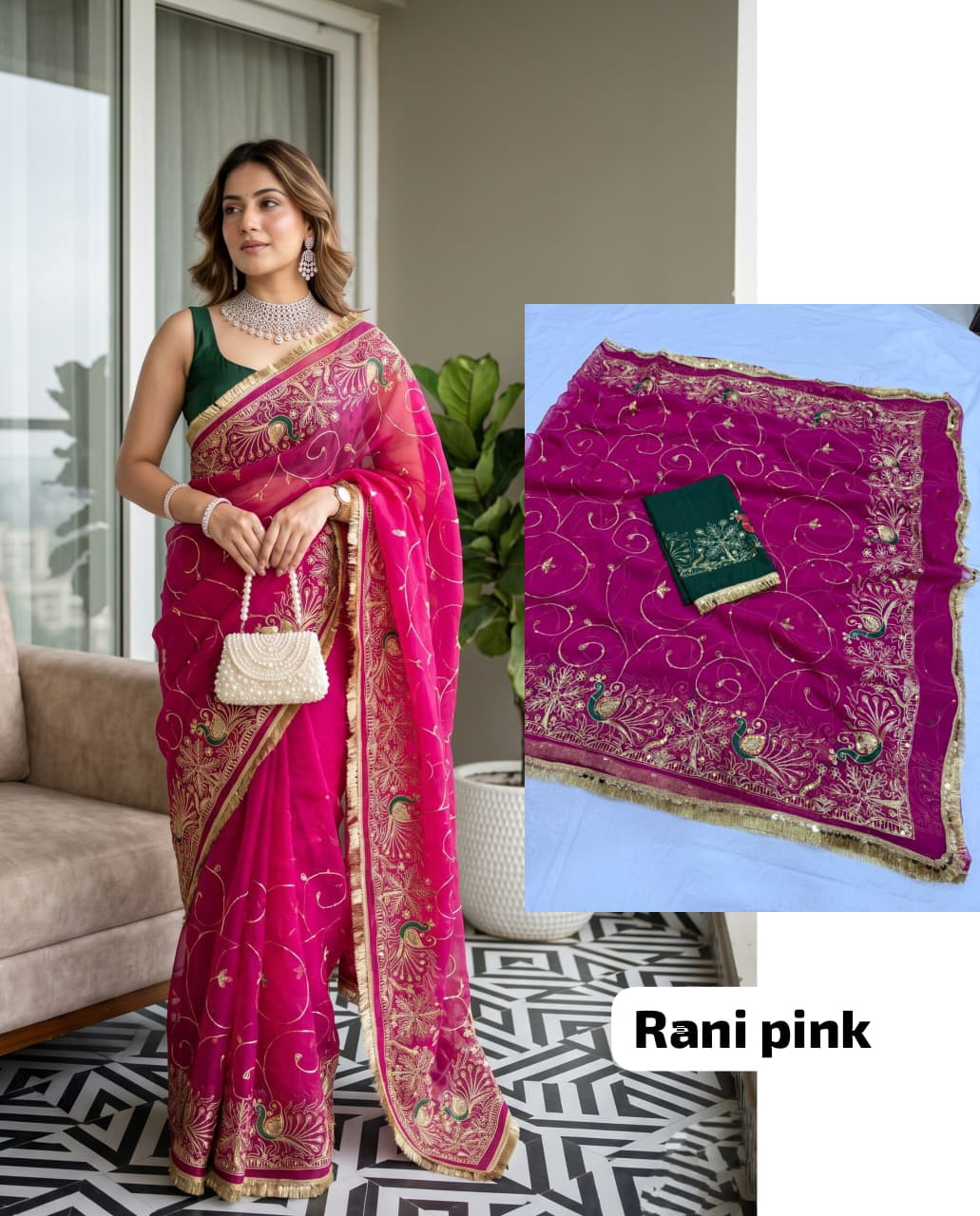 Premium Royal Georgette Pecock Saree