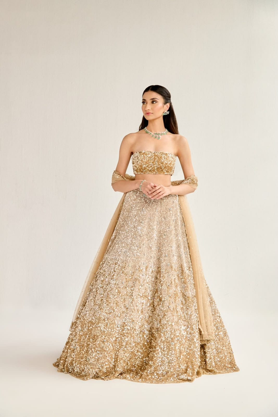 Premium Butterfly Soft Net Dual Sequins Bridal Lehenga Choli Set with Heavy Cancan & Designer Dupatta