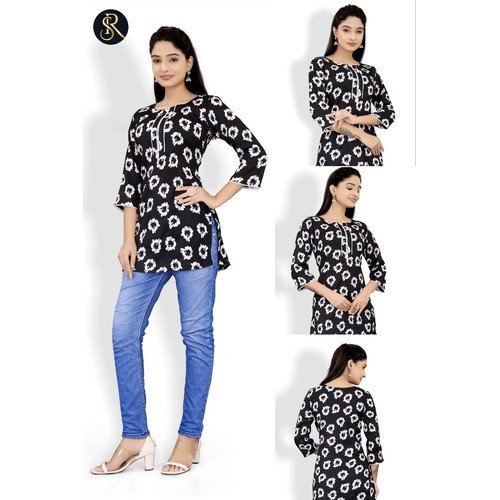 Purple and BLACK Crepe Tunic for Women – Stylish & Comfortable Daily Wear