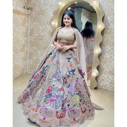 4 Meter Flared Japan Satin Silk Lehenga with Sequins Embroidery | Premium Quality with Can-Can & Canvas Layer
