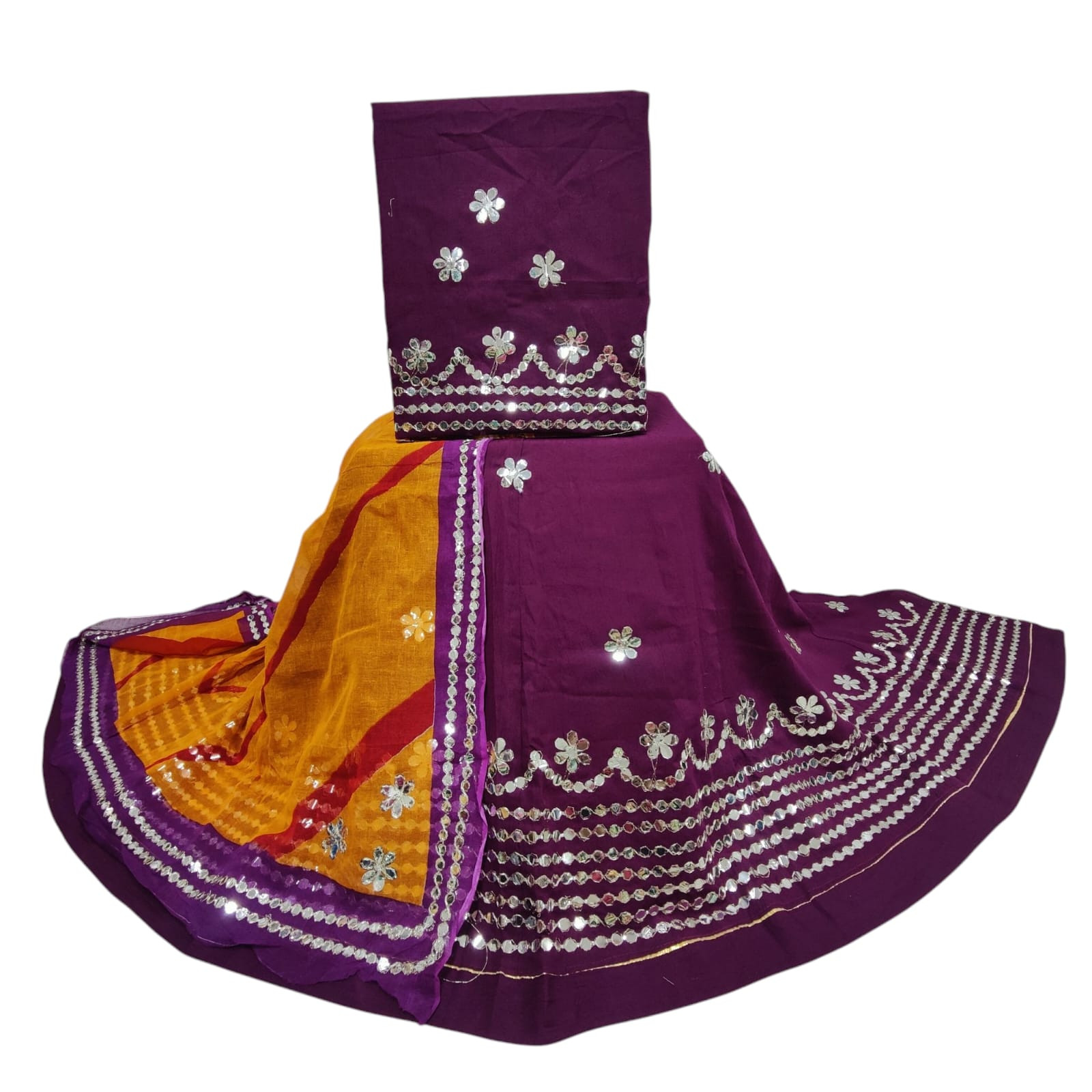 Elegant Cotton Rajputi Suit with Traditional Gota Work