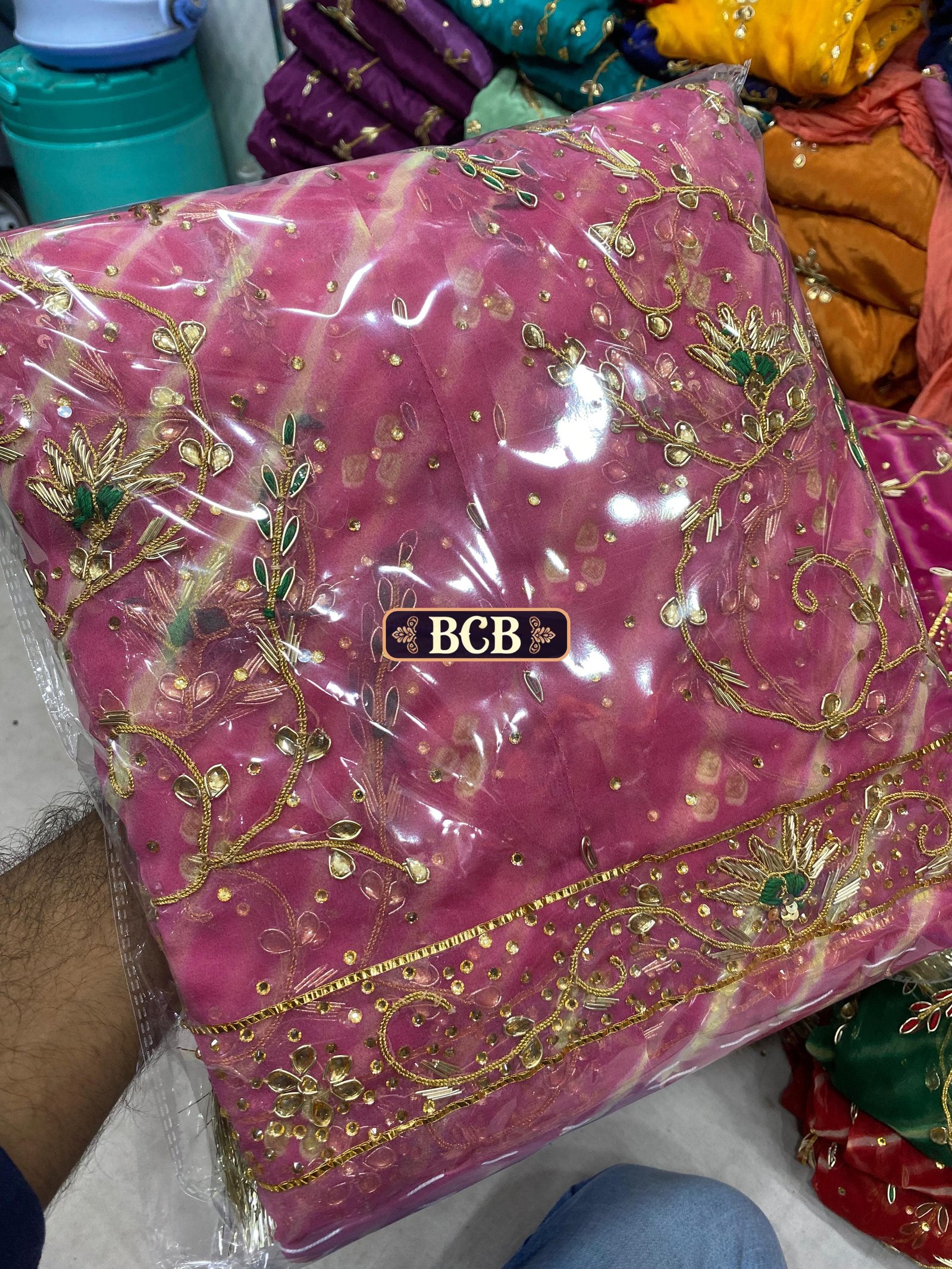 Sawan Special Leheriya Poshak – Royal Georgette with Zardozi Kundan Work