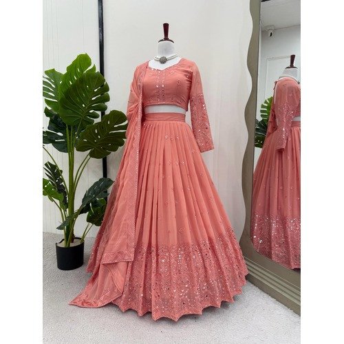 Elegant Party Wear Faux Georgette Lehenga Set