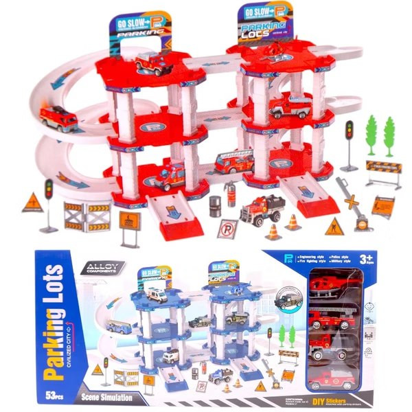 Police Parking Lot Toy Set with Die-Cast Cars & Track