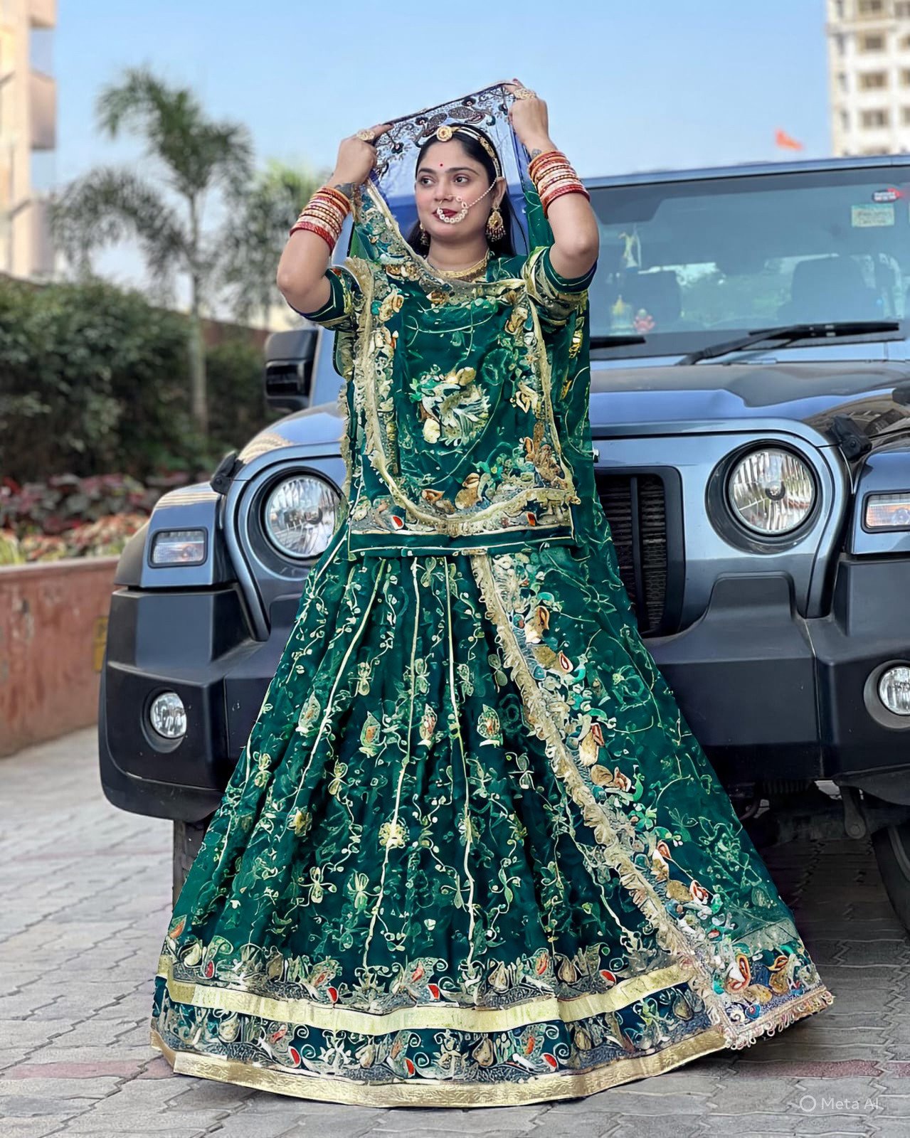 4 Miter Heavy Gher Weeding Rajputi Poshak
